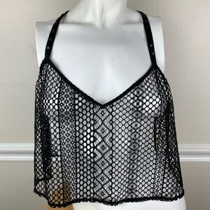 Victoria's Secret Black Pink Fishnet Top Larga